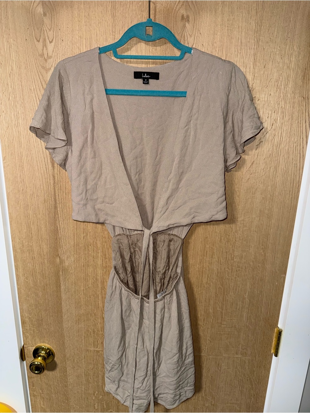 Lulu's Taupe Neutral Short Sleeve Top